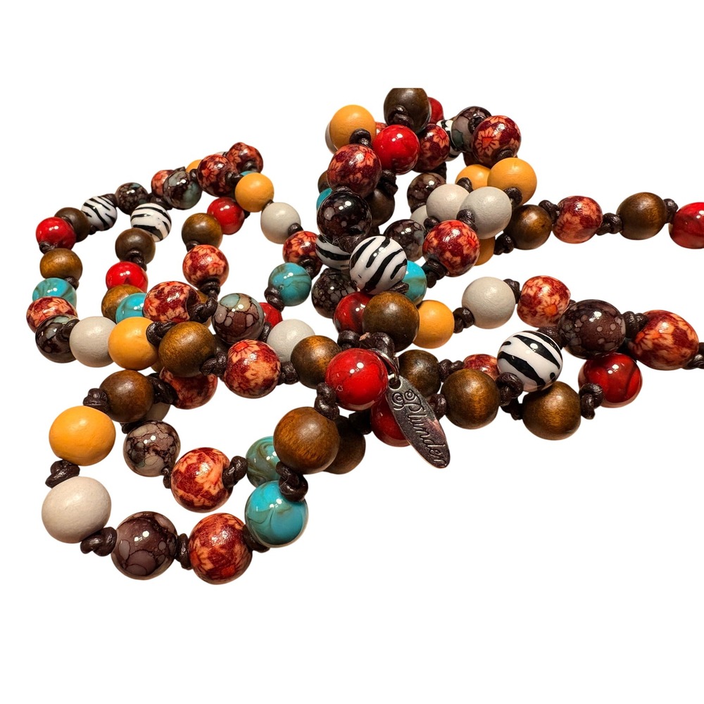 Plunder Design Necklace Women Multicolor Good Beaded Boho Long Statement